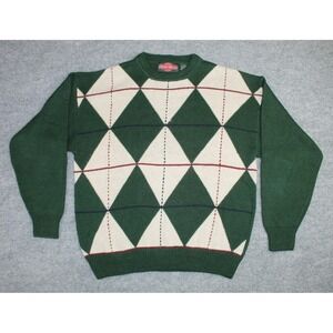 Vintage Stone Haven Grandpa Argyle Pattern Heavy Knit Pullover Sweater Large